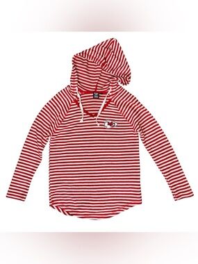 NFL Apparel Women’s Kansas City Chiefs V-neck Striped Pullover Hoodie, Small